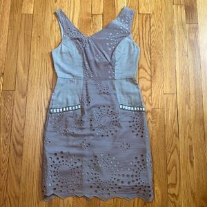 Gray Mini dress with eyelet detail